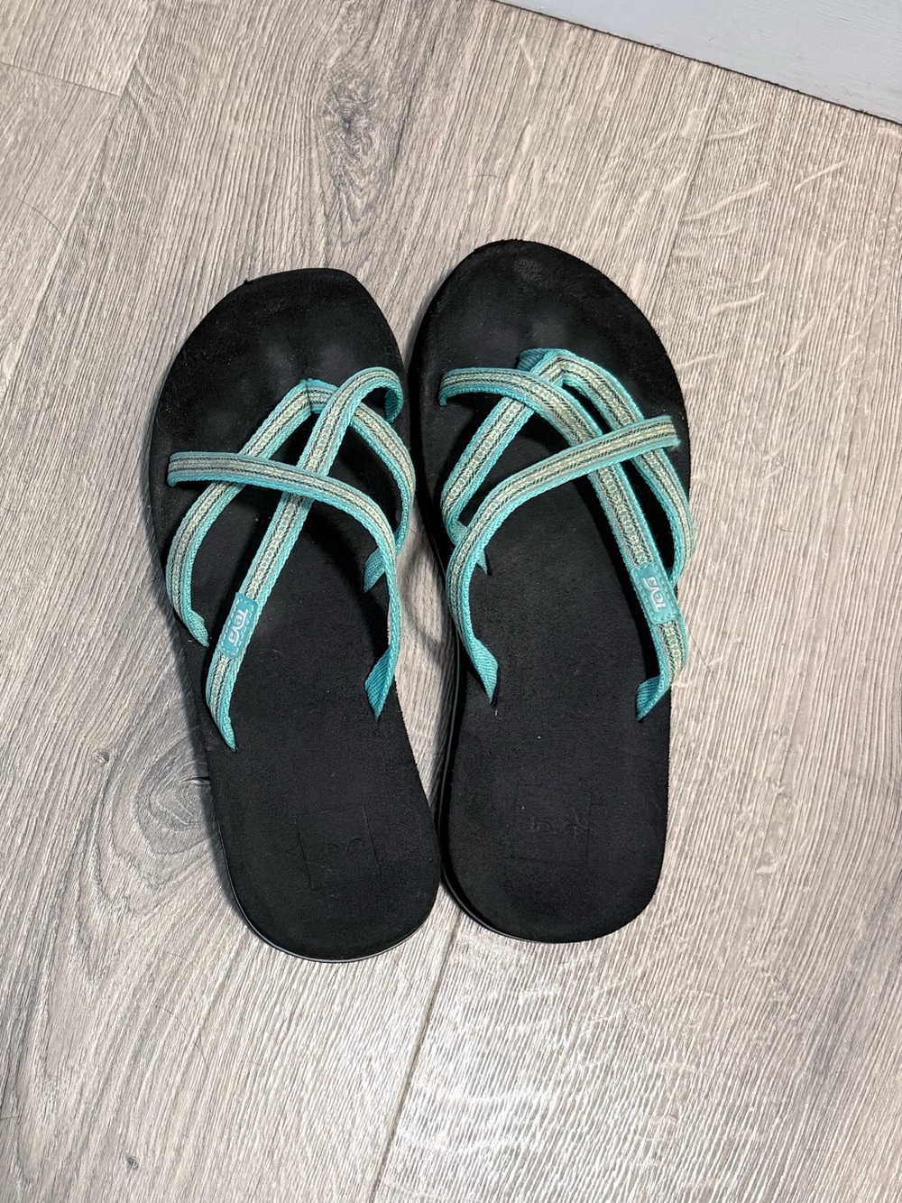 Teva Women's Black Sandals with Tirquoise Straps